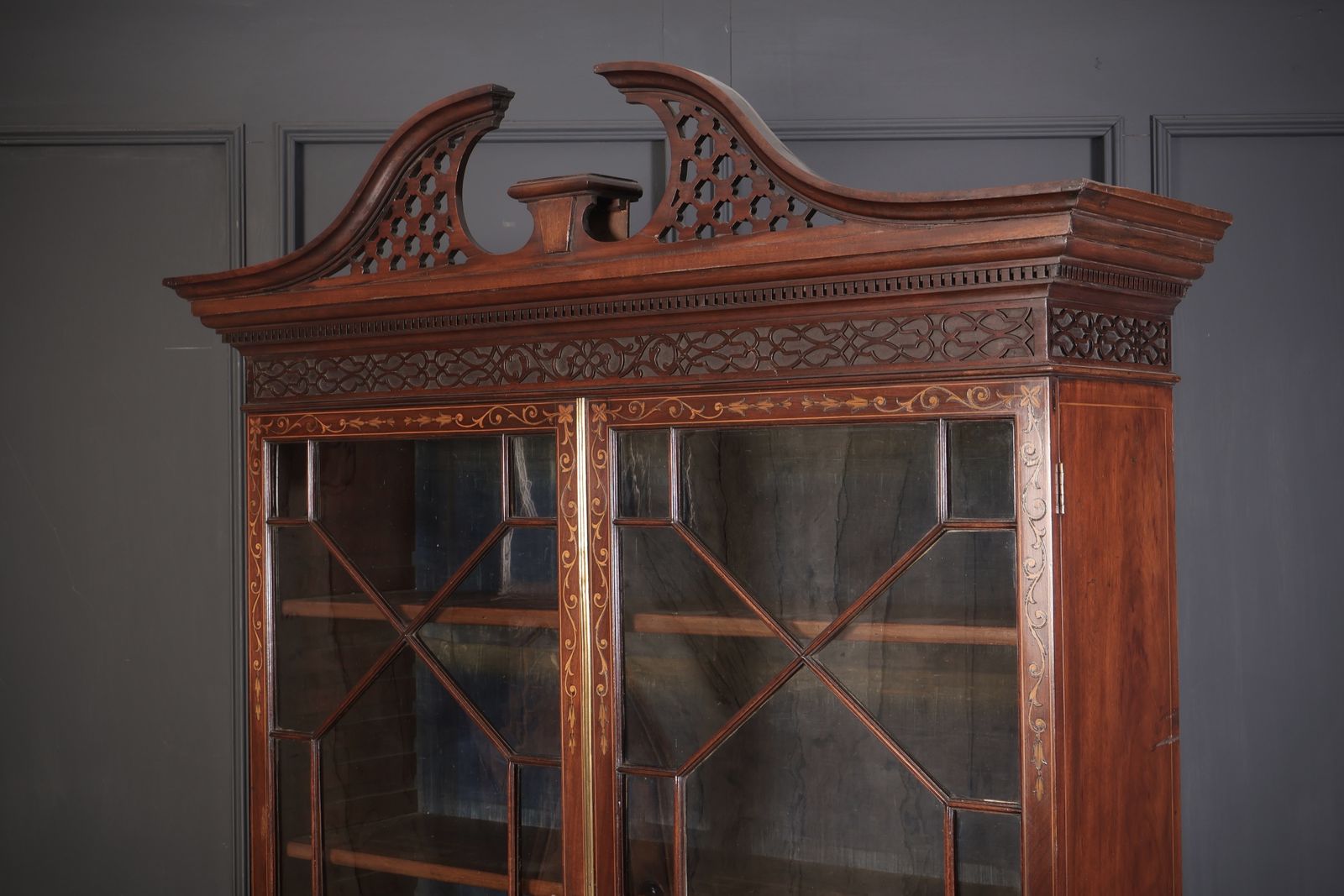 3185.0 Rare George III Marquetry Inlaid Mahogany Bookcase photo