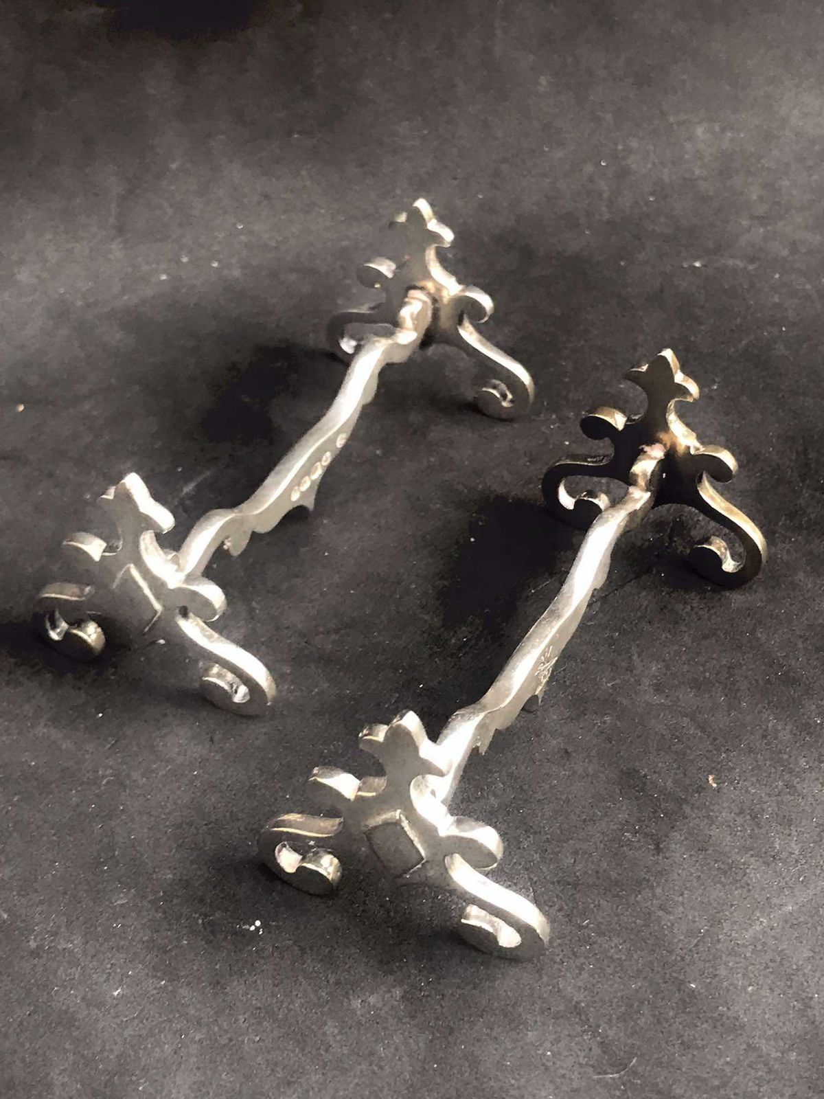 photo for sale Knife Rests Large For Table Cutlery Holders Antique English Silver Plated Metal Dinner Table Holiday Elegant Set Of 2 Gift For Couple