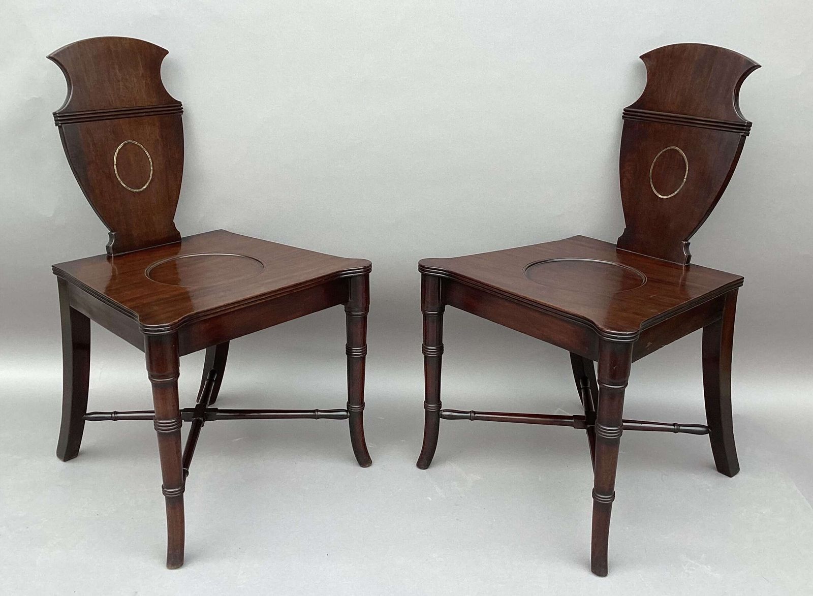 Good George III Pair Of Mahogancy Sculptural Hall Chairs photo furniture