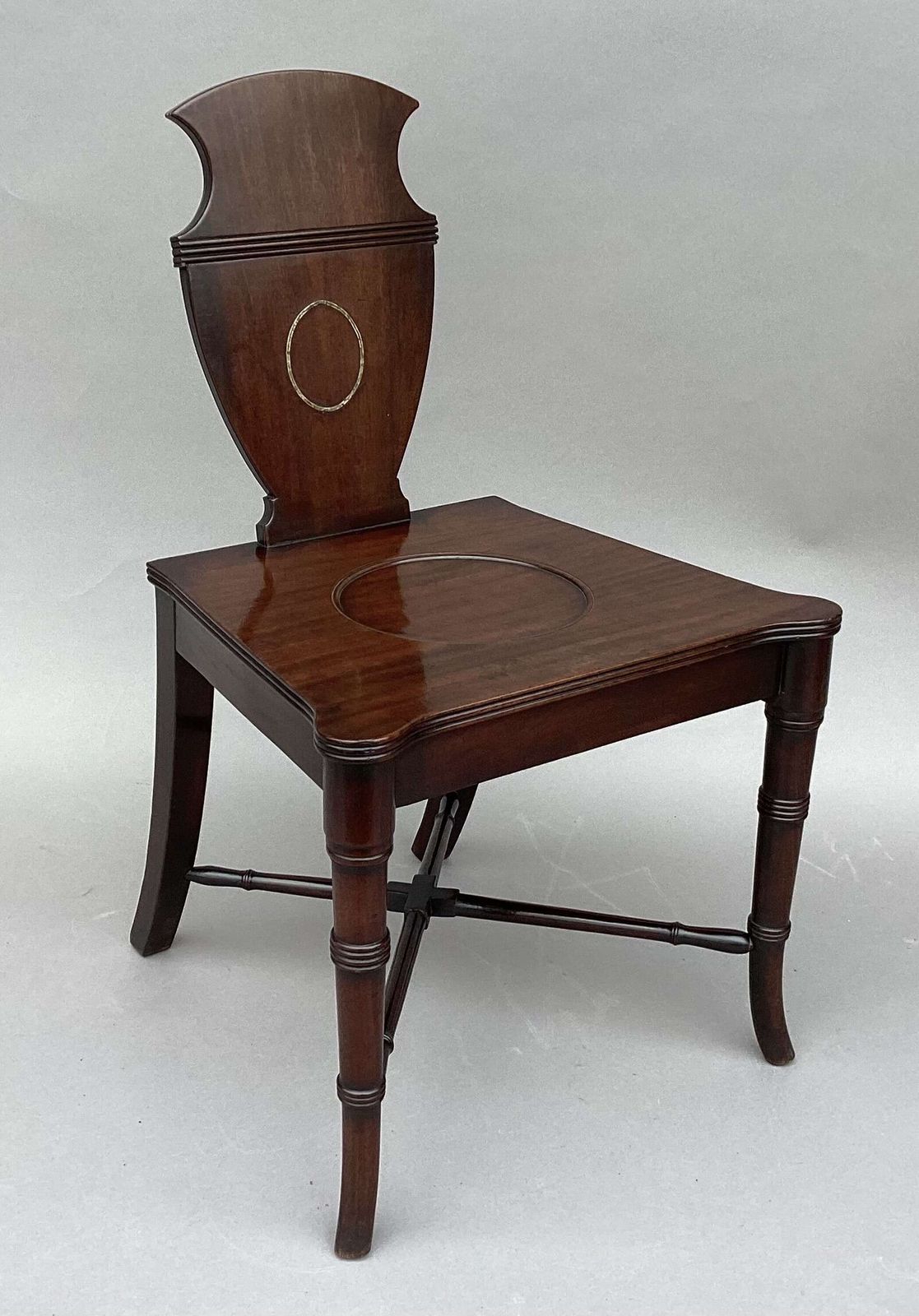 Furniture Good George III Pair Of Mahogancy Sculptural Hall Chairs photo