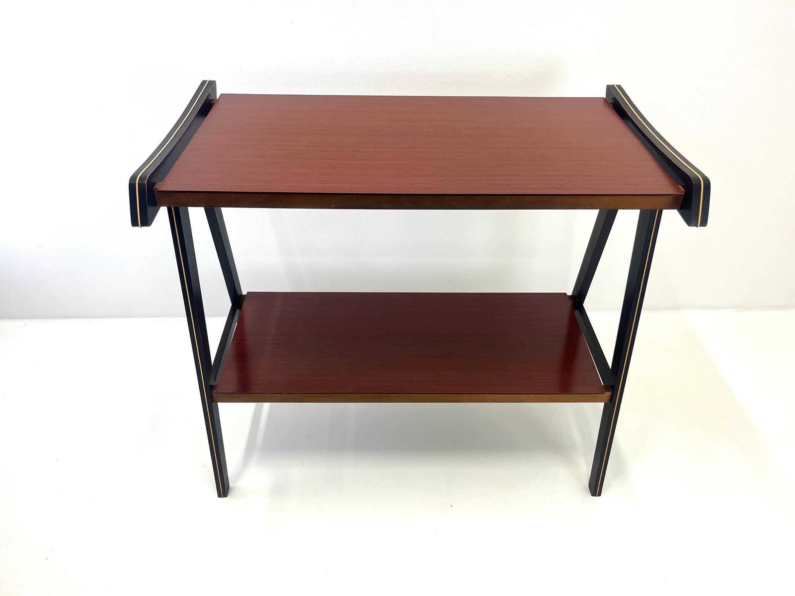 Vintage Wooden Console Table / Tv Or Radio Stand / Stand With Shelf / Mcm Small Table / Yugoslavia 60s / Trolley Stand photo furniture
