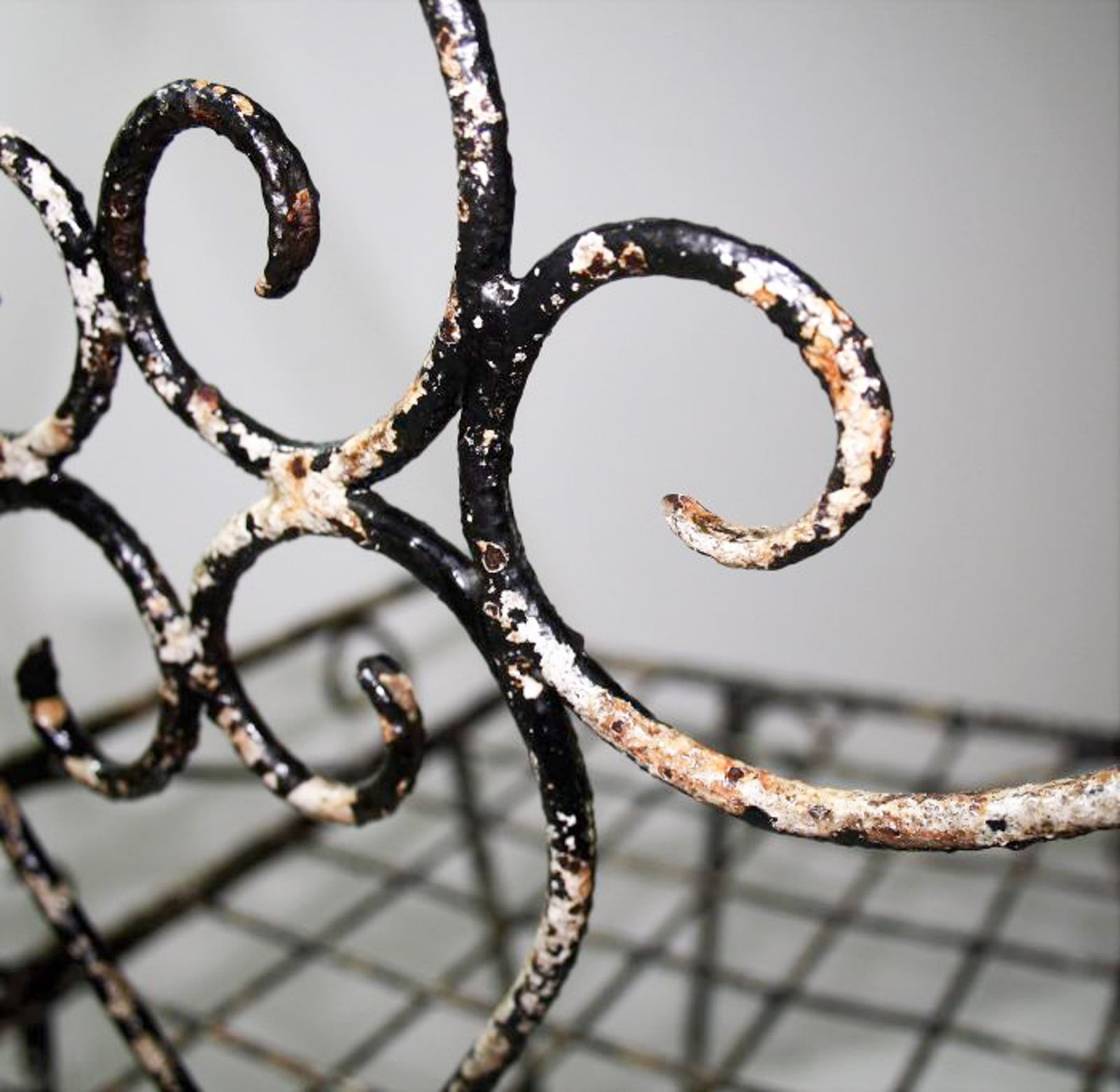 photo for sale Beautiful Weathered Wirework Scroll Iron Garden Chair