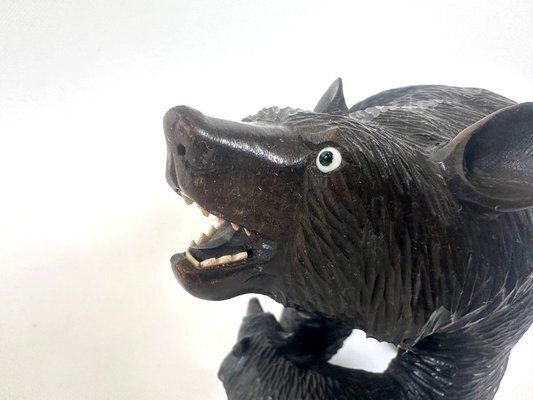 Japanes Bear With Cub Wooden Carved Ainu Figurine, 1900s photo for sale