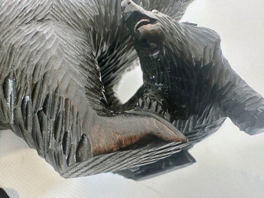 Japanes Bear With Cub Wooden Carved Ainu Figurine, 1900s photo buy