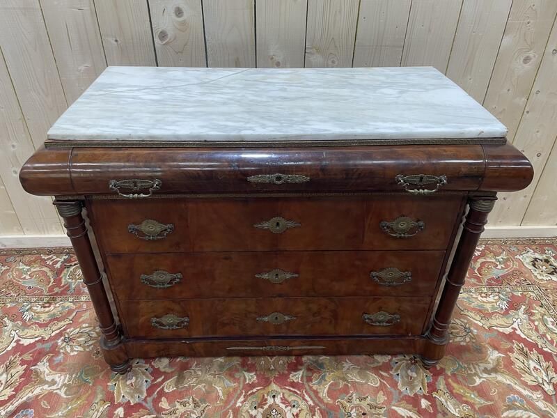 Commode époque Empire Acajou Marbre Carrare photo 1000.0