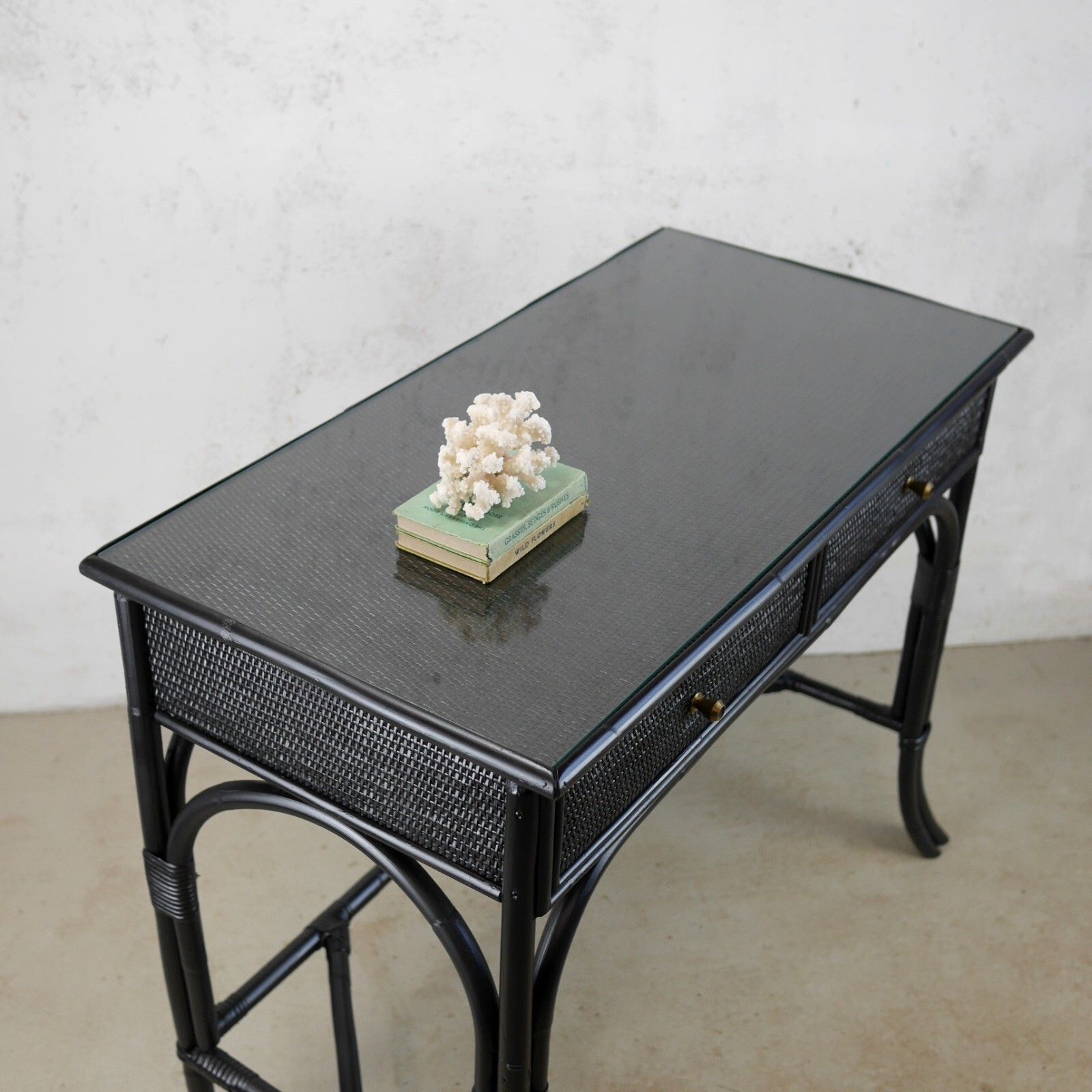 Vintage Mid Century Bamboo Rattan Console Drawers Angraves Style #102843 photo buy