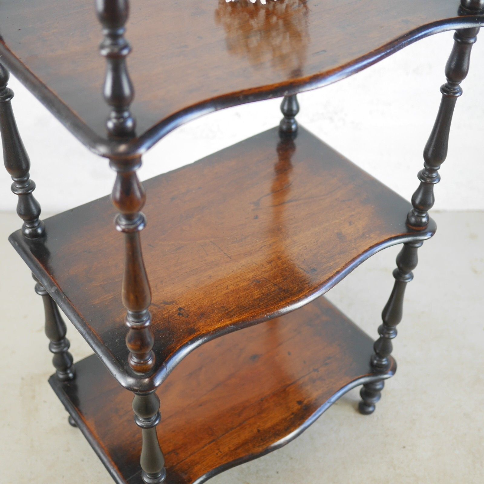 445.0 Antique 19th Century Tall 4 Shelf Whatnot Display Stand Ebonised #102850 photo