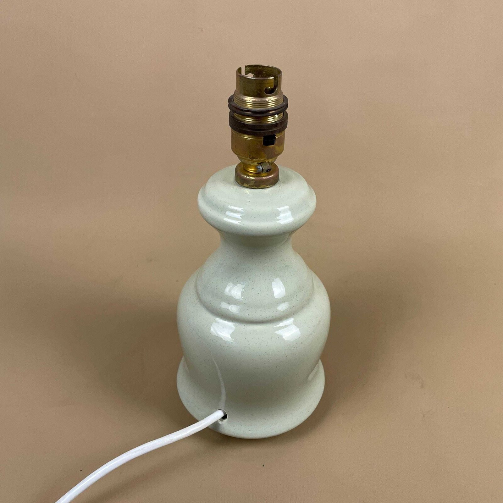 Vintage Ceramic Pale Green Lamp Bedside Table Light Round Vase Retro Cottage Pottery Natural Antique photo 59.0