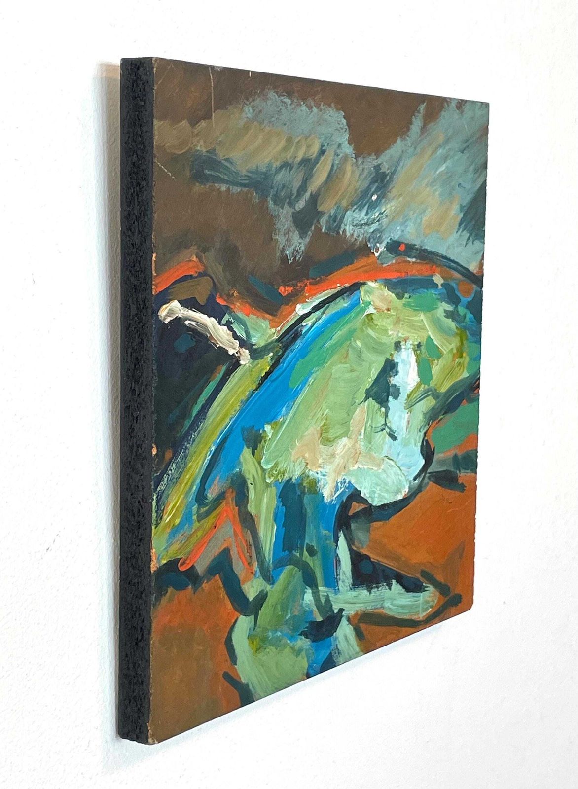 Abstract Vintage Original Danish Mid Century Signed Oil On Plate Painting From The 1970s In Strong Colours photo 244.0