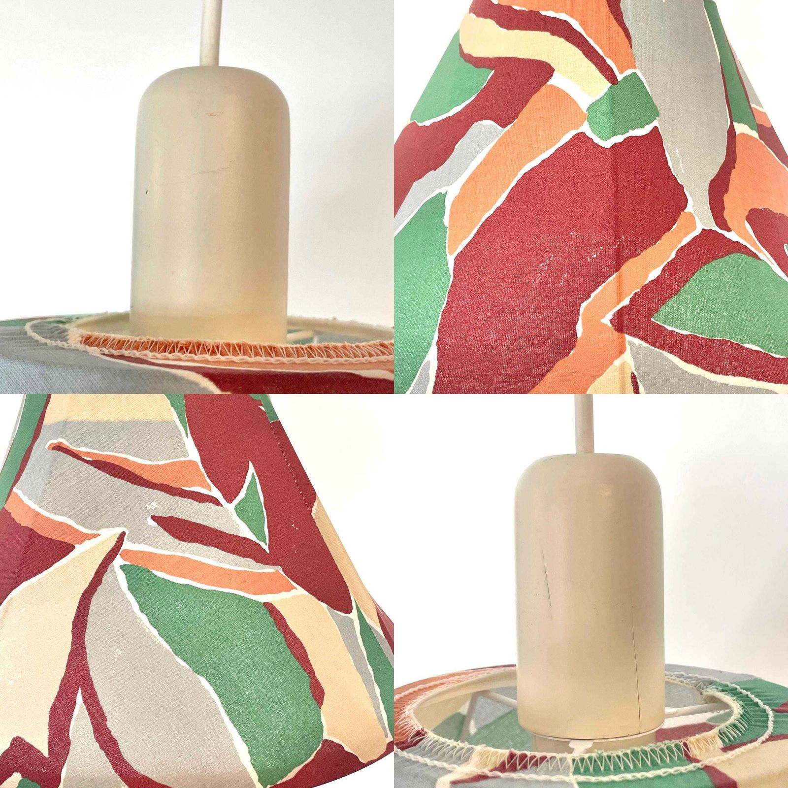 photo furniture Cool Danish Vintage Mid Century Ceiling Lamp From The 1970s With Colourful Fabric Shade And White Wooden Top