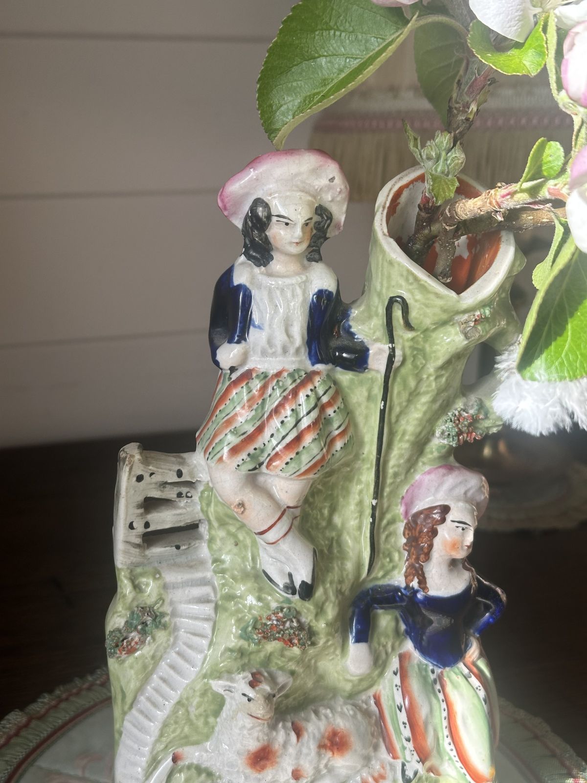 Pretty Antique Staffordshire Ware Slip Vase photo furniture