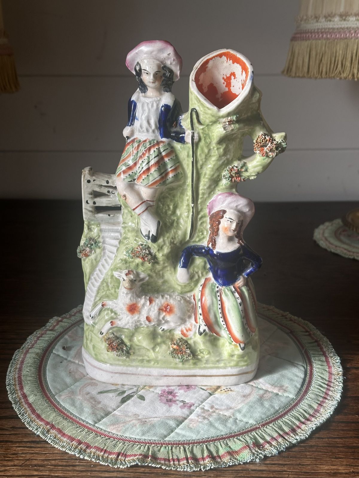 Pretty Antique Staffordshire Ware Slip Vase photo buy