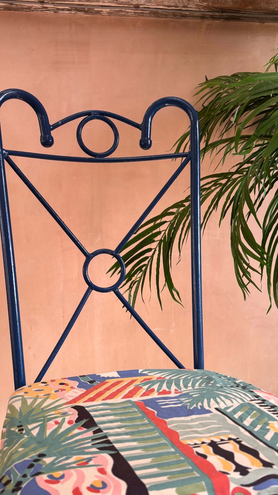 Garden Furniture Set Of Four Midcentury Blue Iron Garden Chairs photo
