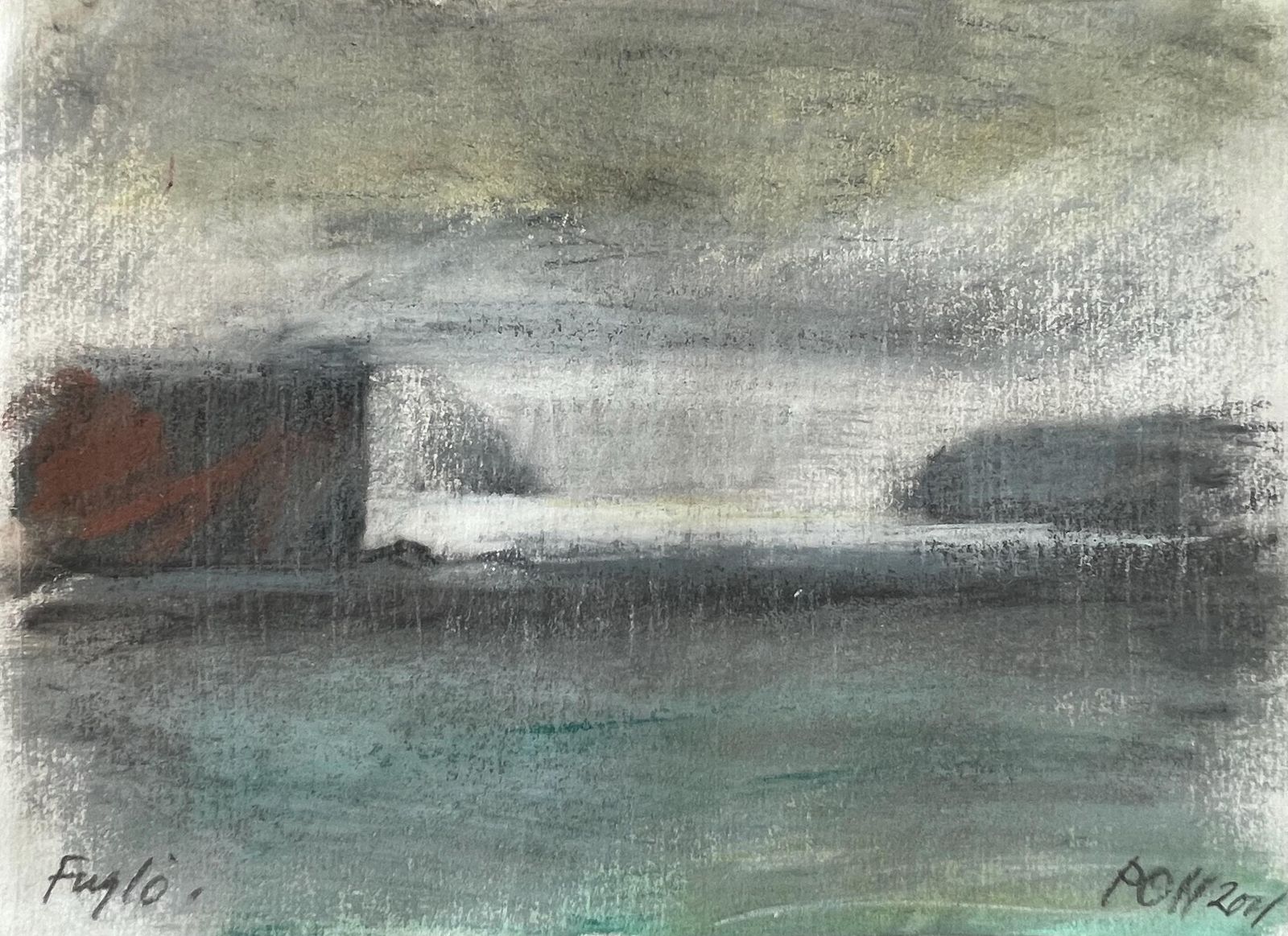 Vintage Danish Original Set Of Two Small Drawings From The 2000s By Po Hansen (1927 2020) With Motive From Faroe Islands photo for sale