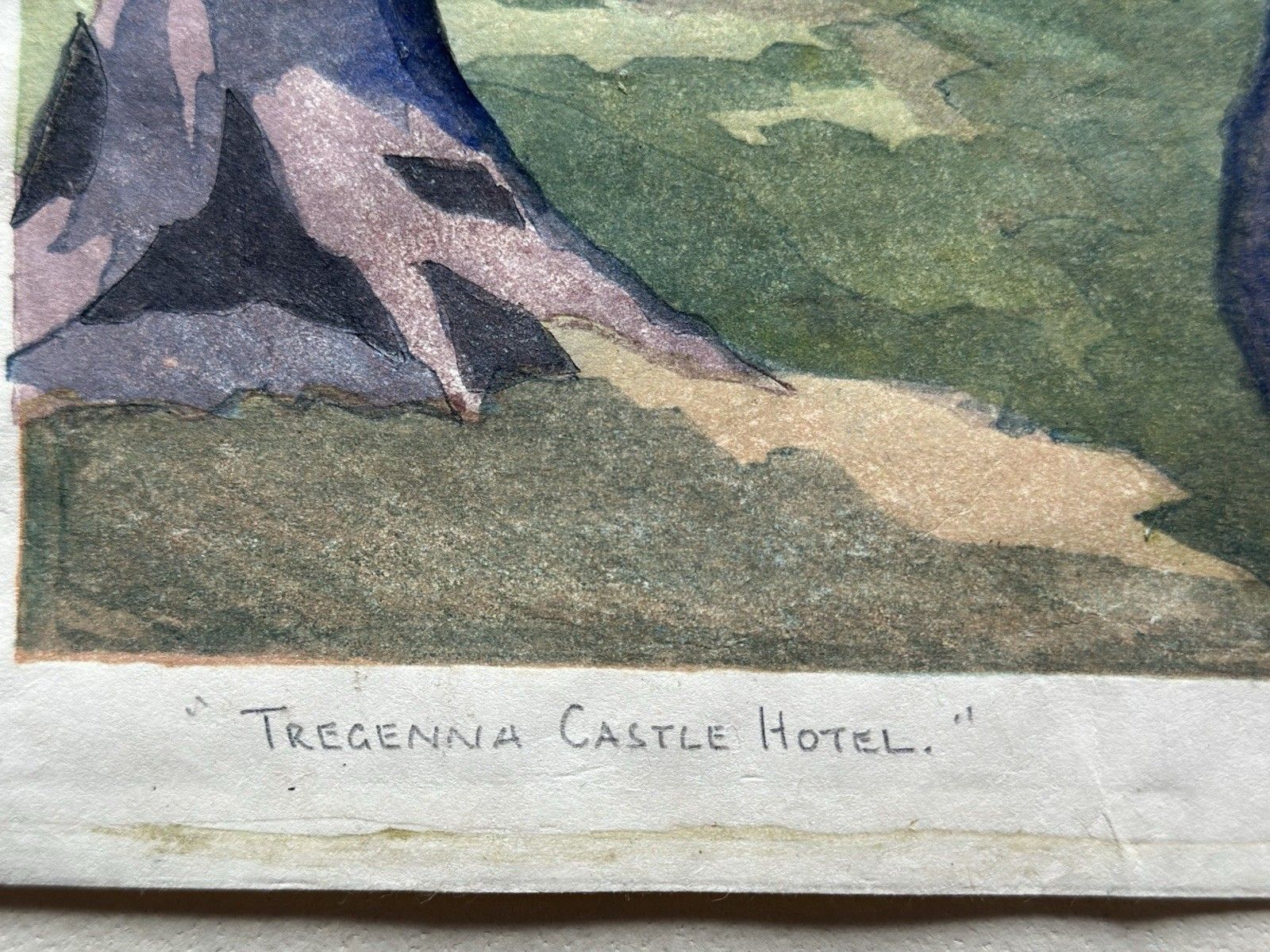 Eric Slater (1896 1963) Modern British Coloured Woodcut Tregenna Castle Hotel photo furniture