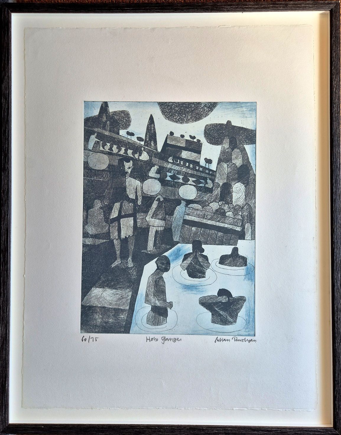 Julian Trevelyan – Holy Ganges 1968 (Original Framed Etching) Modern British Art photo furniture