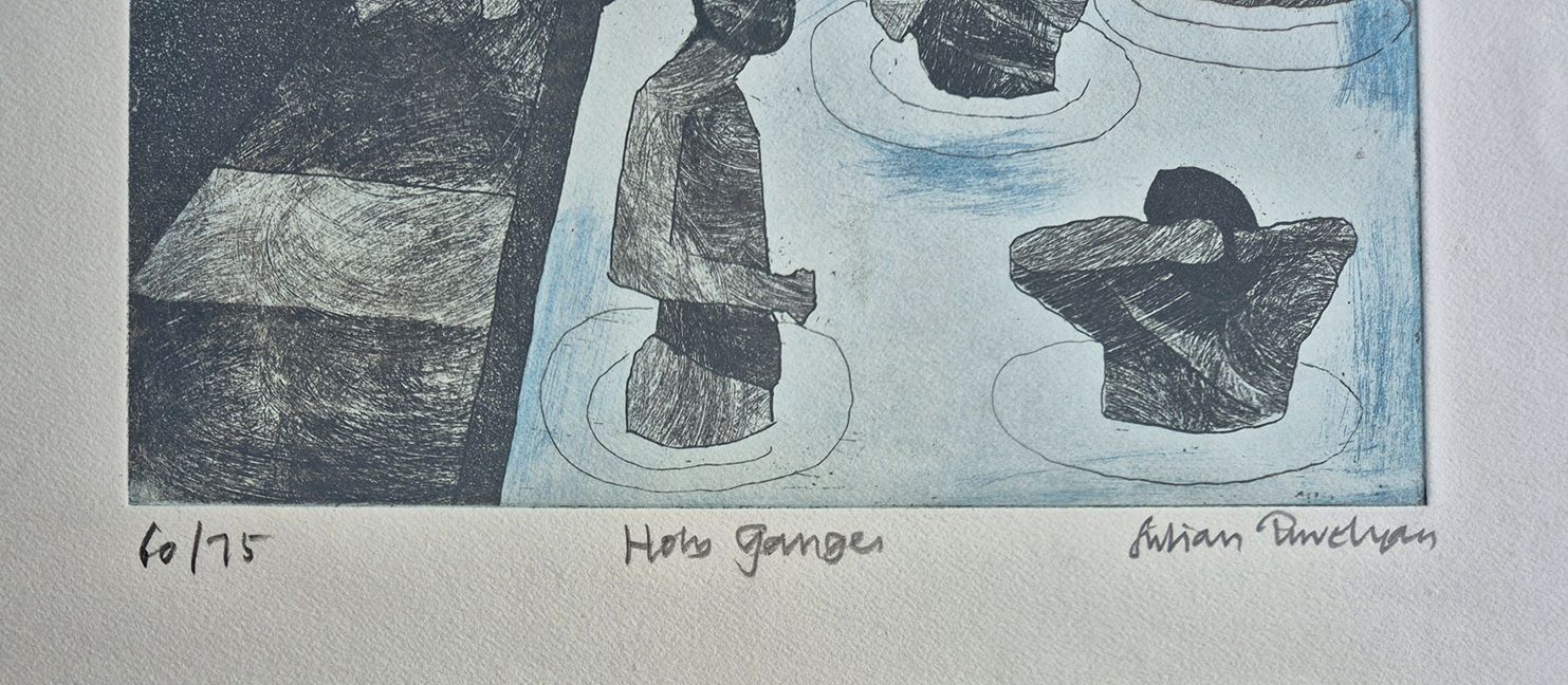 Julian Trevelyan – Holy Ganges 1968 (Original Framed Etching) Modern British Art photo for sale