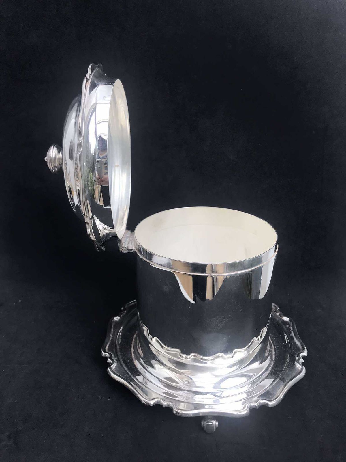 Biscuit Barrel Atkin Brothers Silver Plated Biscuit Box, Cookies Jar Edwardian Silver Plated Biscuit Jar Cookie Jar England Gift For Her photo vintage