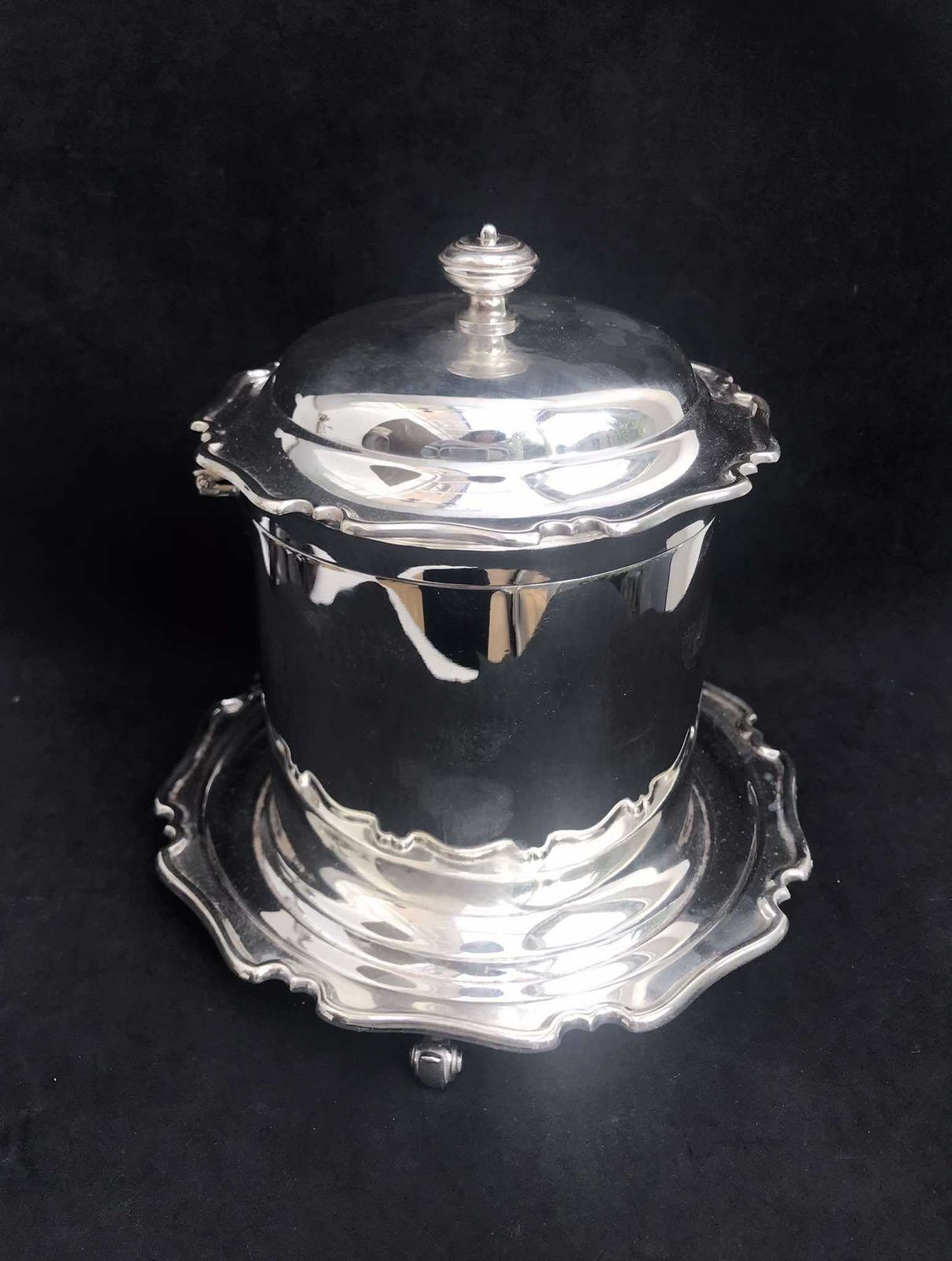 photo for sale Biscuit Barrel Atkin Brothers Verzilverde Biscuittrommel, Koektrommel Edwardiaans Verzilverd Biscuit Jar Cookie Jar Engeland Cadeau Voor Haar