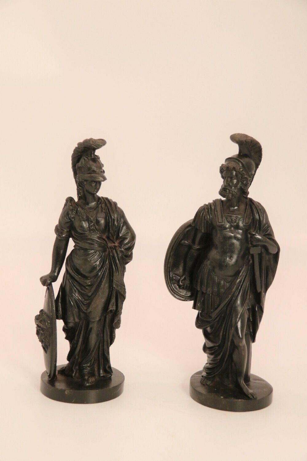 A Rare Pair Of Mid 19th C Grand Tour Bronze Figures Of Athena And Zeus