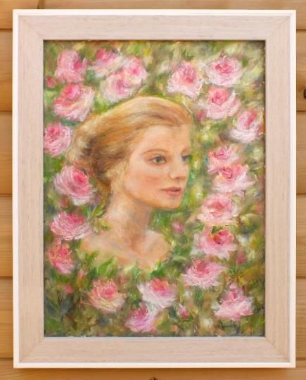 Girl Woman Portrait Original Oil Painting English Rose Framed Signed Andi Lucas