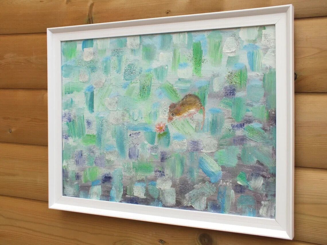 New Original Framed Painting Harvest Mouse In Abstract Maze Andi J Lucas photo vinterior