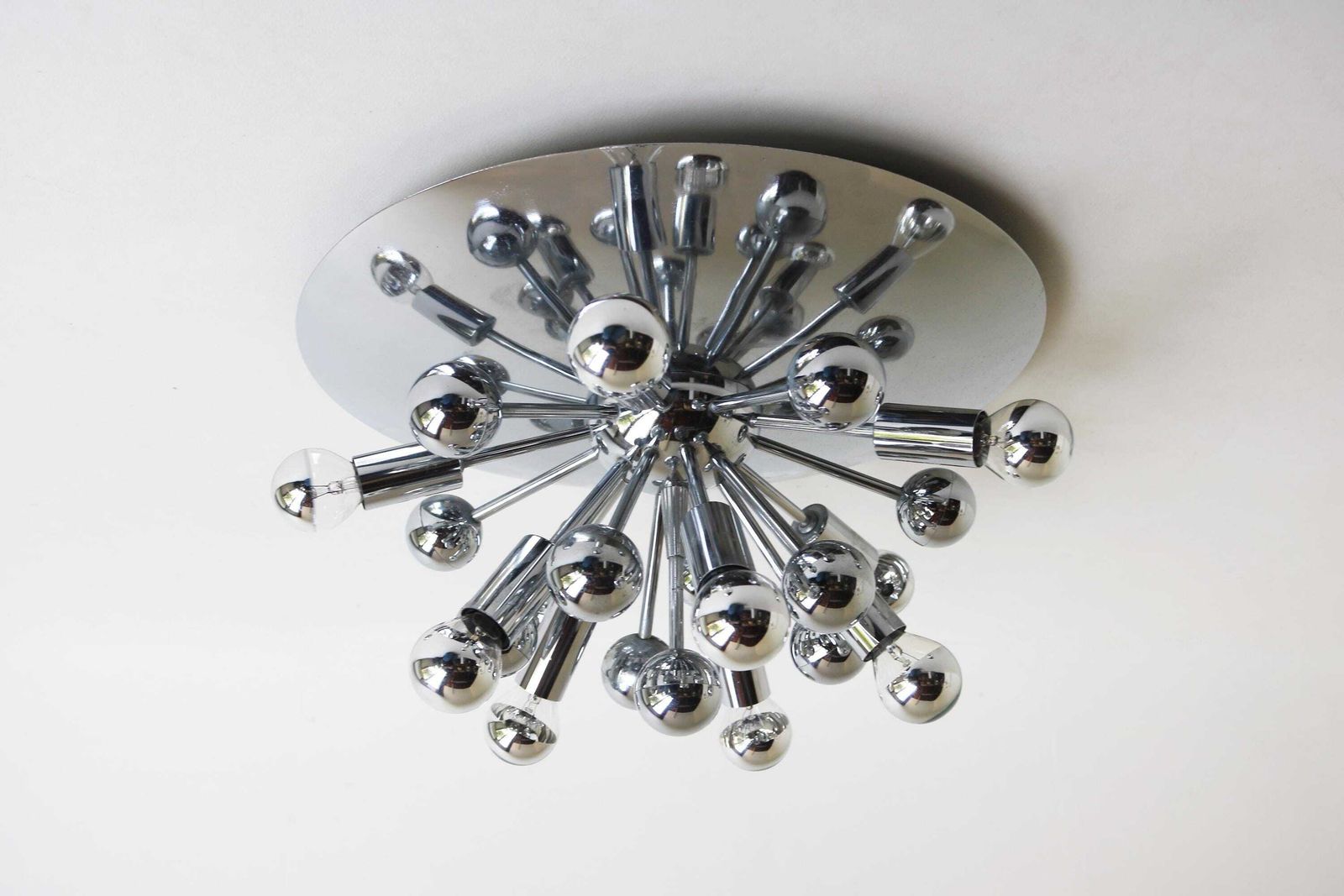 Sputnik Space Age Ceiling Lamp Or Wall Sconce By Gaetano Sciolari For Boulanger, Italy 60's Chromed Atomic Vintage Flush Mount photo for sale