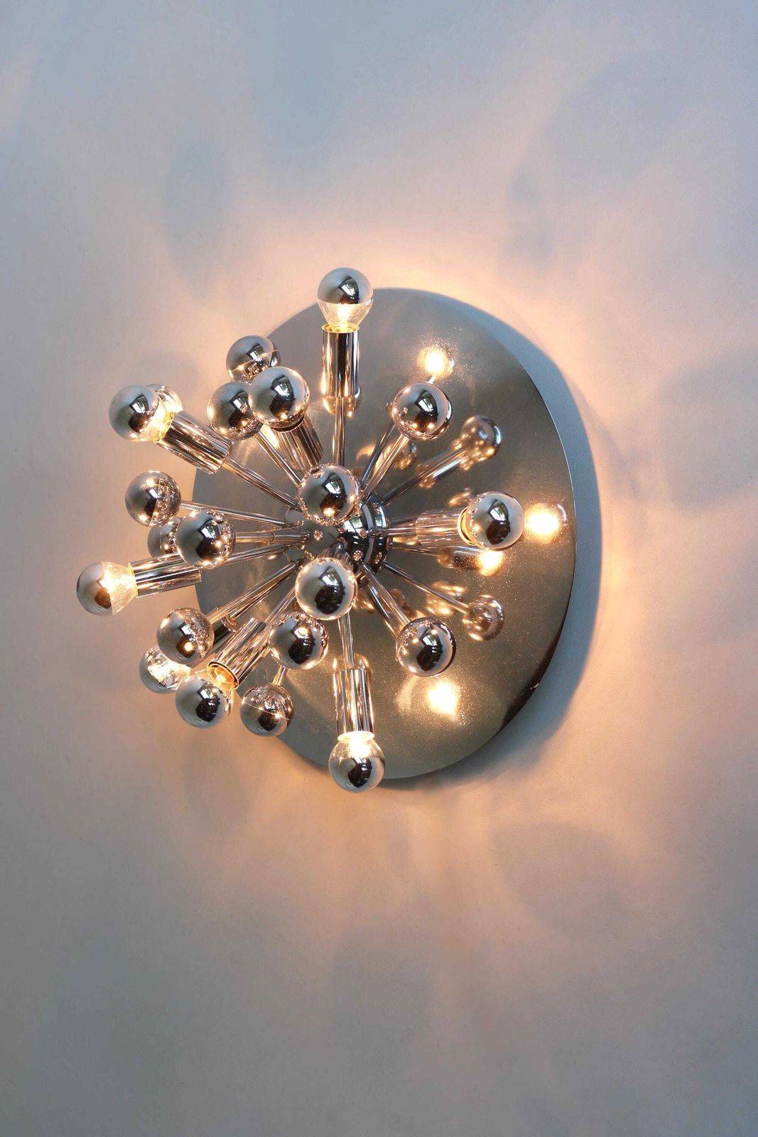 Sputnik Space Age Ceiling Lamp Or Wall Sconce By Gaetano Sciolari For Boulanger, Italy 60's Chromed Atomic Vintage Flush Mount photo vinterior