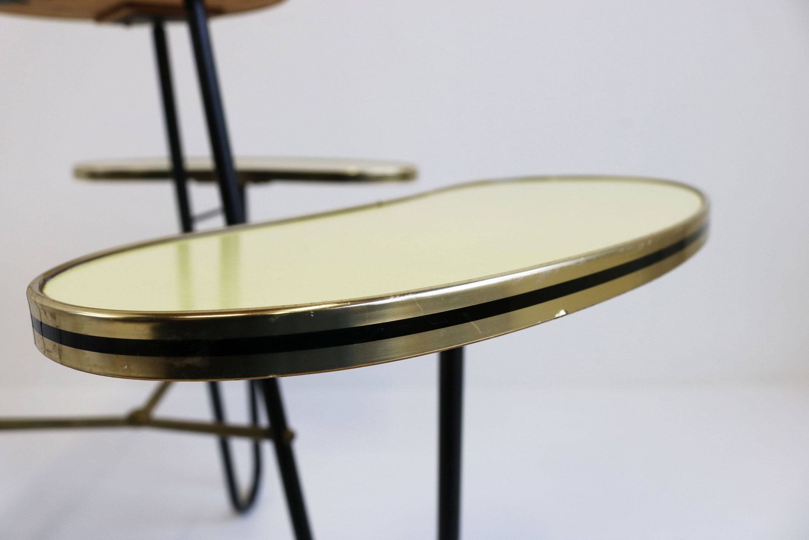 Beautiful Rare Minimalist Vintage Plant Stand 60s Design Kidney Shaped Indoor German Planter Midcentury Modern Furniture Tiered Side Table photo for sale