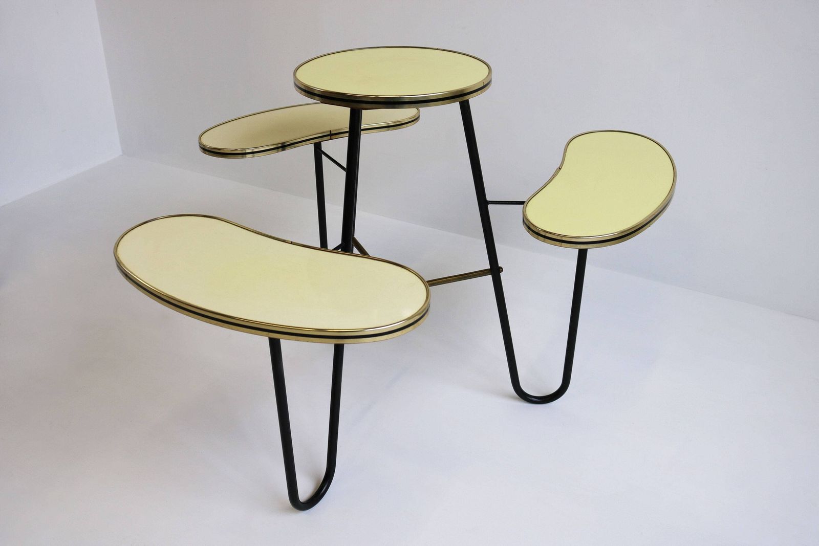 Beautiful Rare Minimalist Vintage Plant Stand 60s Design Kidney Shaped Indoor German Planter Midcentury Modern Furniture Tiered Side Table photo Furniture