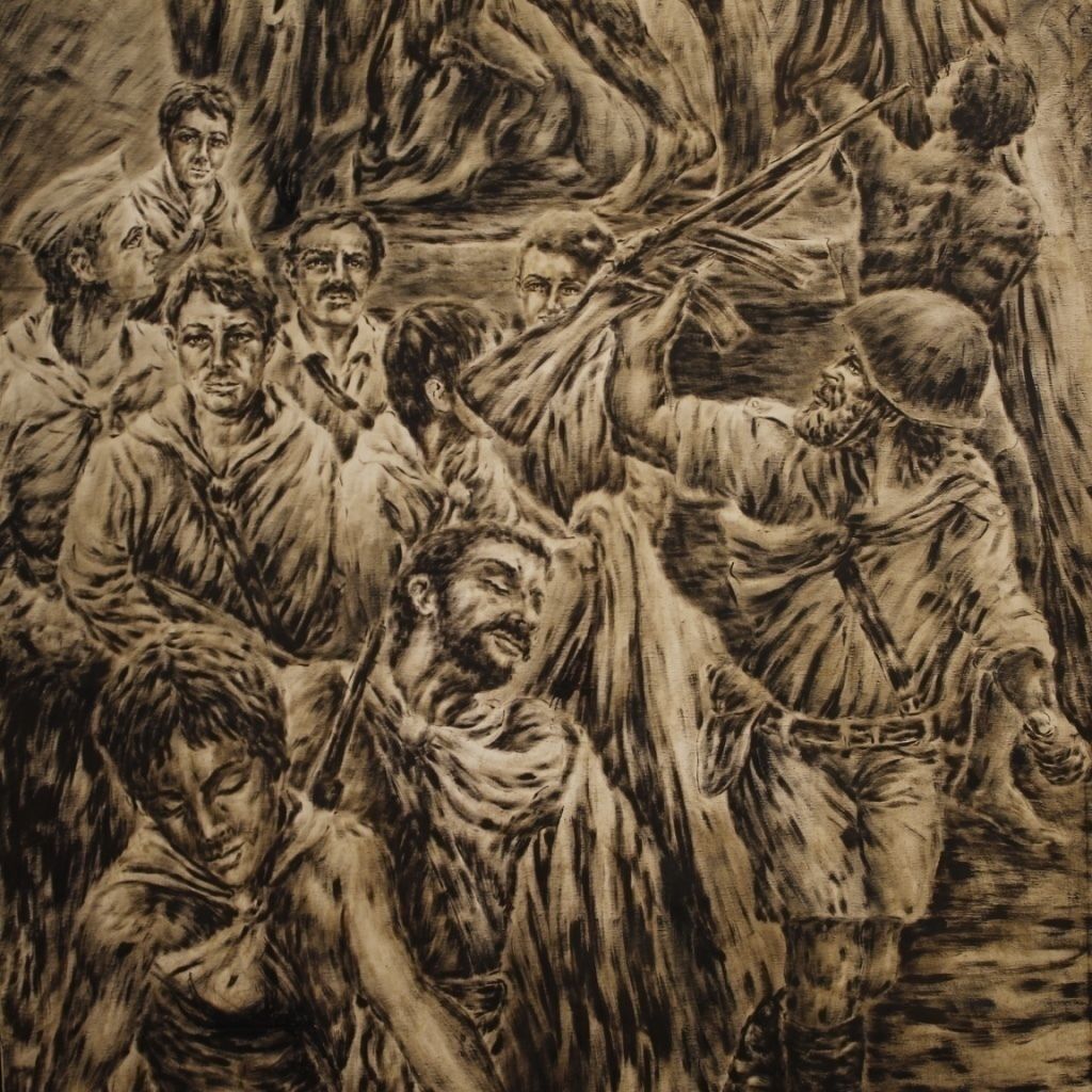 Painting Signed Vittorini C. Allegory Of The Judgment Of Soldiers In War photo furniture