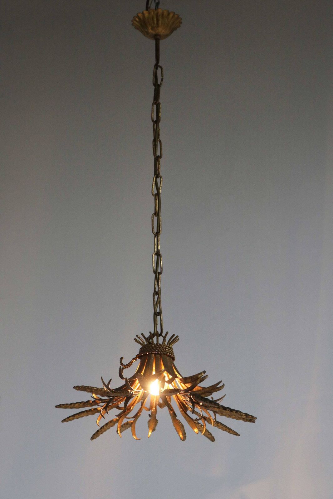 Gilded Sheaf Of Wheat Pendant Chandelier By Designer Hans Kögl 1960s Wheat Sheaf Pendant Light Hollywood Regency Vintage Lightning photo 714.0