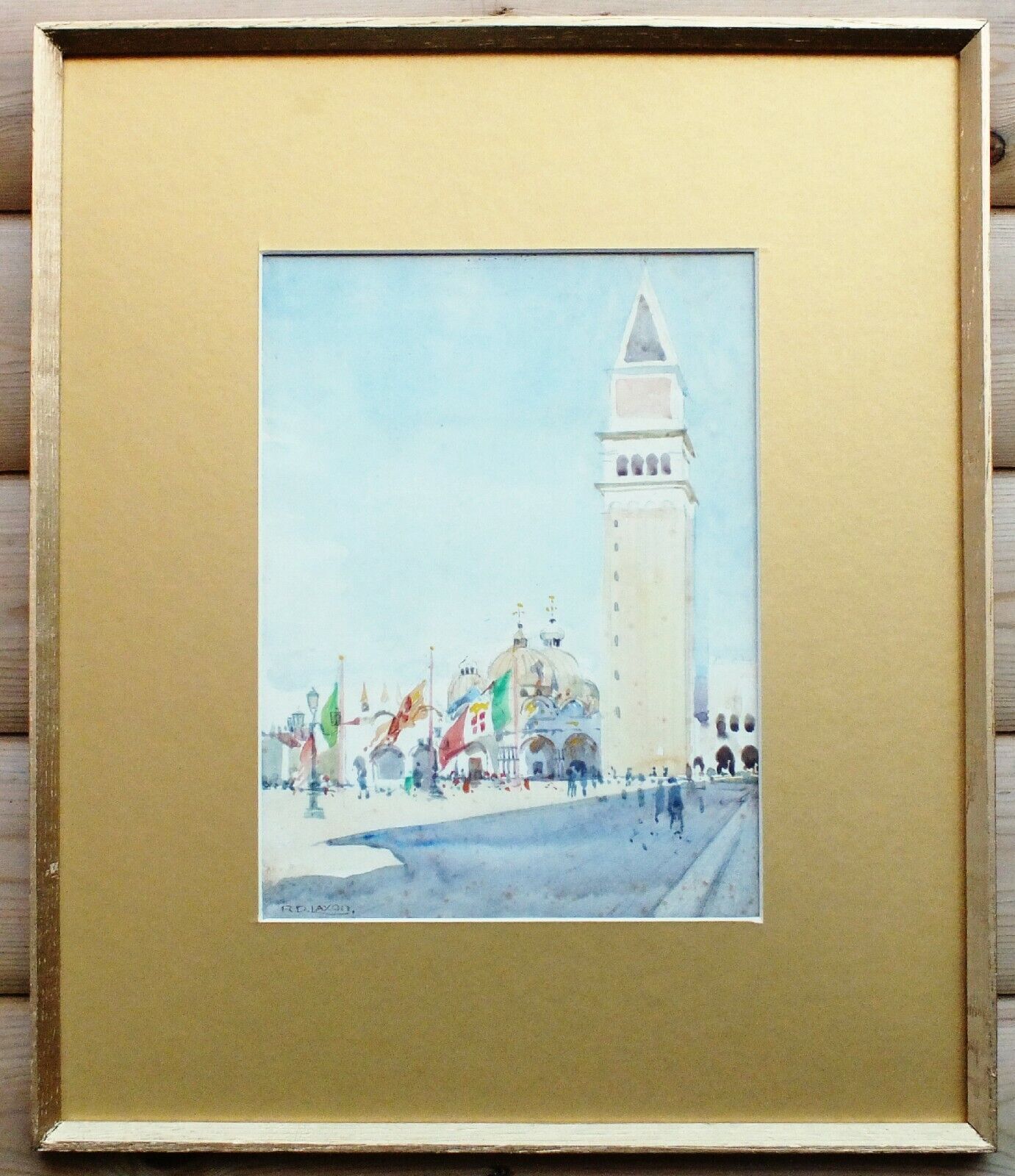 St Marks Basilica & Campanile Venice Watercolour Painting Signed Framed Original photo furniture