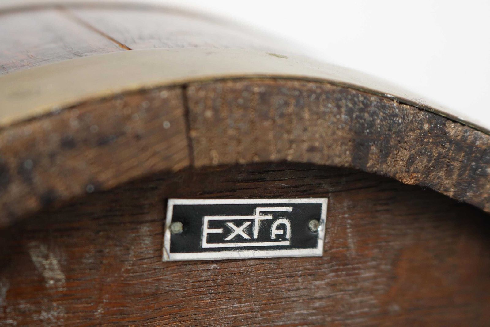 Antiek Art Deco Parapluhouder En Wandelstokstandaard Van Eiken En Koper, Gemerkt Exfa, 1920–1930 photo vinterior