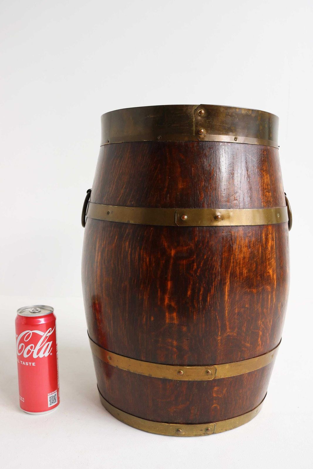 Antiek Art Deco Parapluhouder En Wandelstokstandaard Van Eiken En Koper, Gemerkt Exfa, 1920–1930 photo vintage