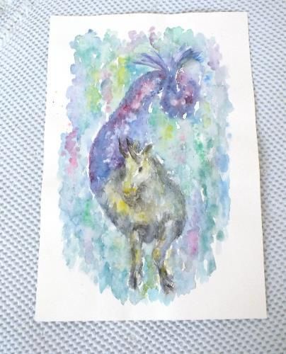 Capricorn Goat Fish Original Zodiac Watercolor Painting Star Sign Astrology Andi