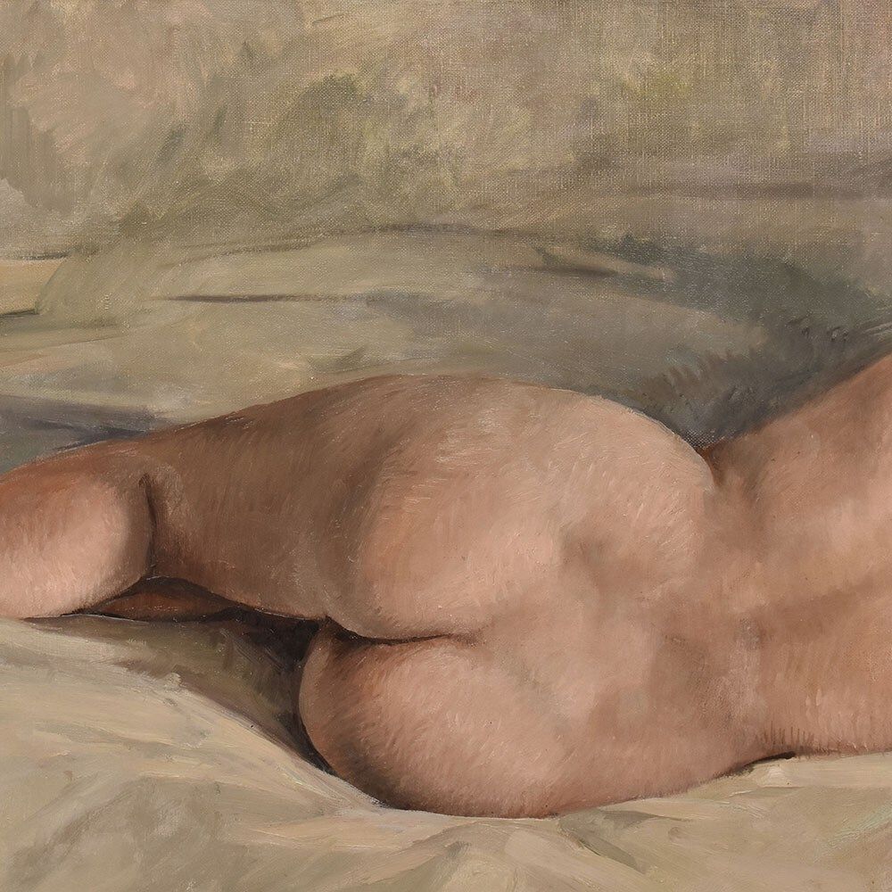 Nude Woman Painting, French Painter, Naked Woman Seen From Behind, 1950s, XX Century. (Qn651) photo 3300.0