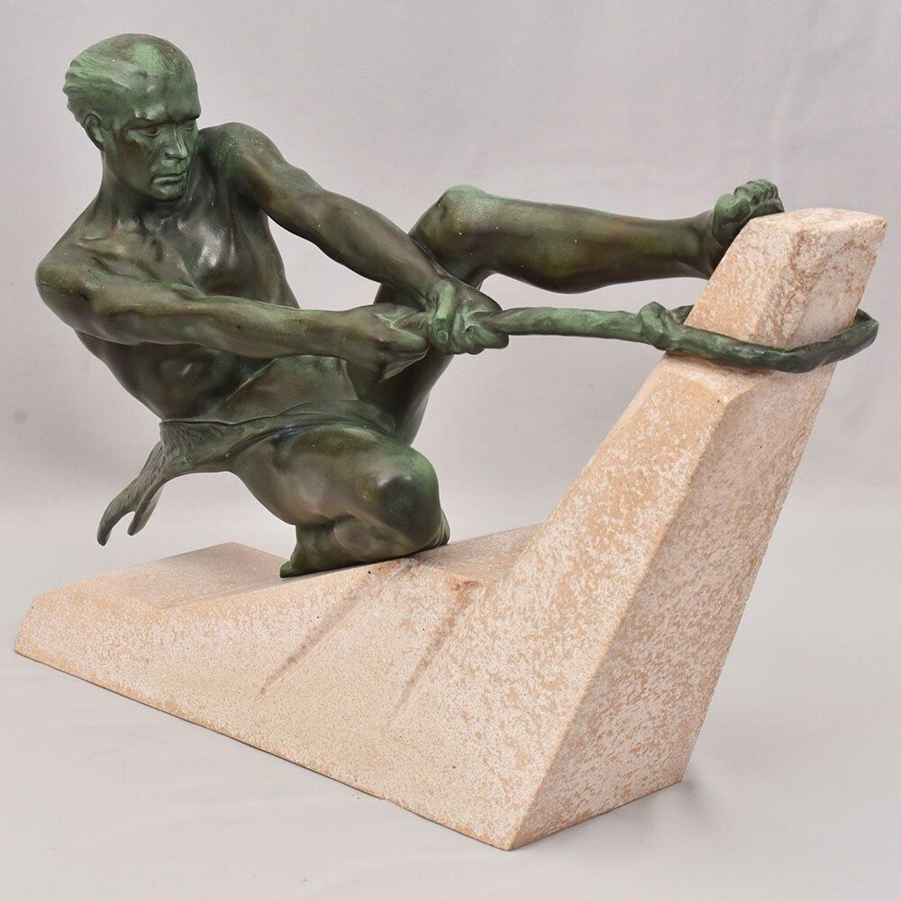Antique Antimony Statues, Warrior, Signed Max Le Verrier, Art Déco. (Stan92) photo buy