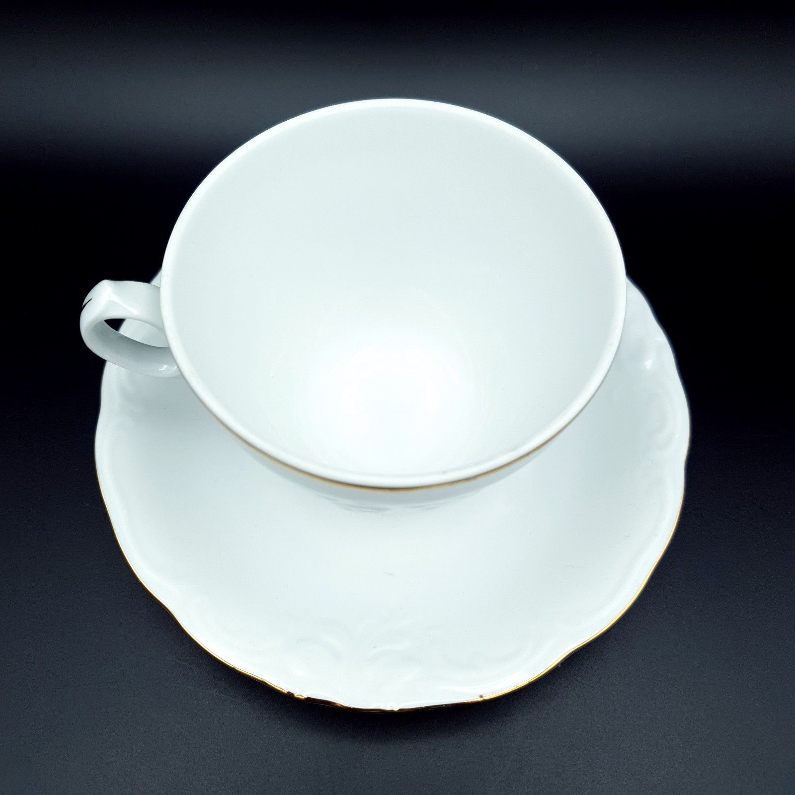 Rockley Fine Porcelain Set Of 5 White Gold Tea Cup, Saucer, Dish, Plates Vintage photo Home Decor
