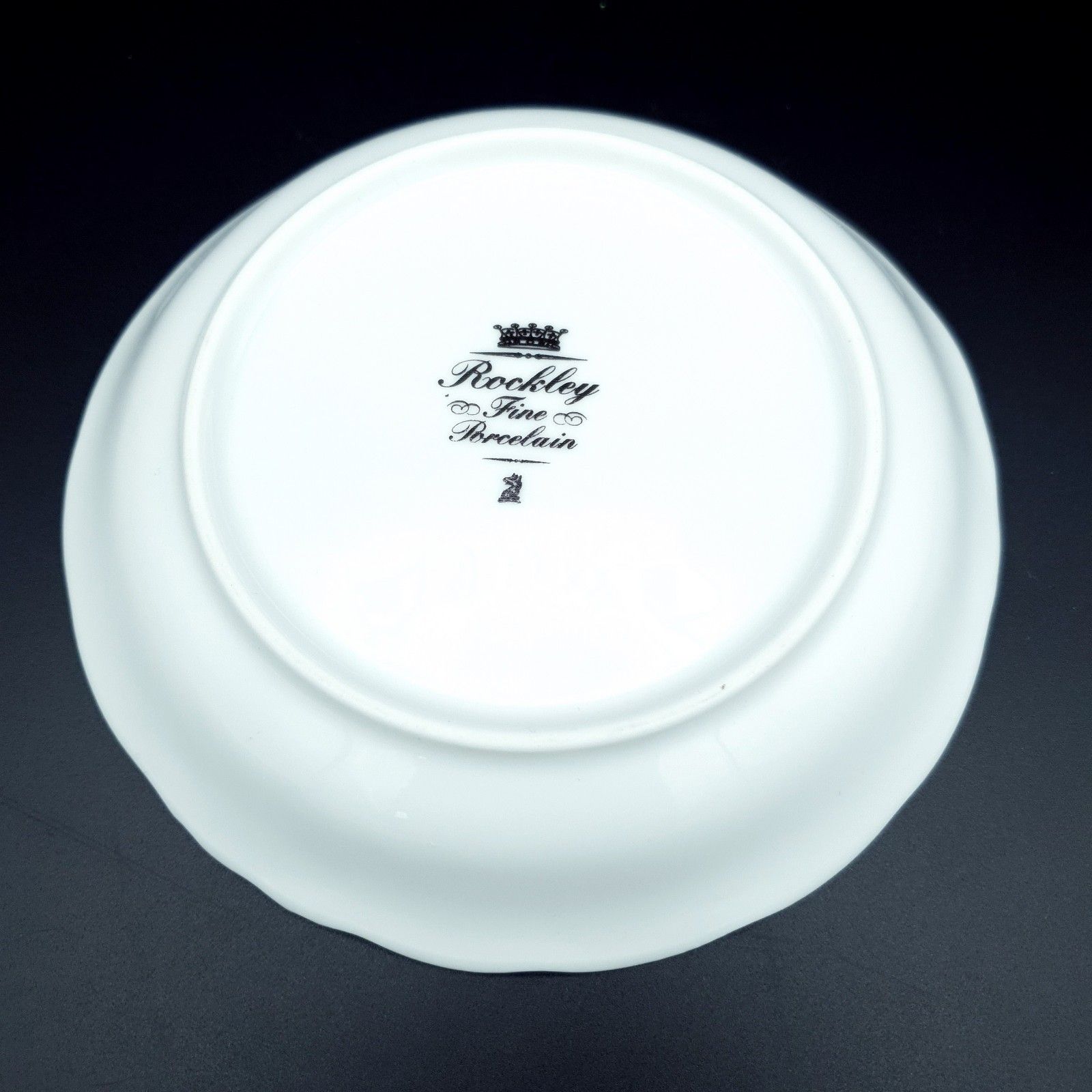 50.0 Rockley Fine Porcelain Set Of 5 White Gold Tea Cup, Saucer, Dish, Plates Vintage photo