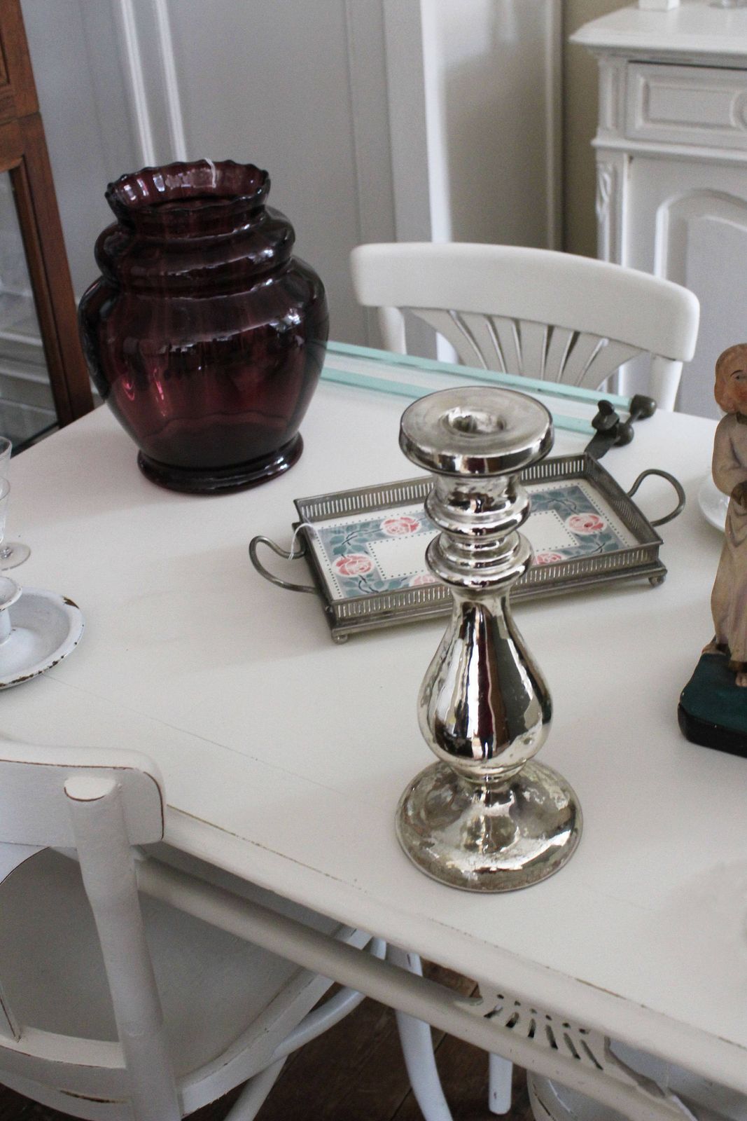 photo furniture Antique Dutch Quicksilver Victorian Candlle Holder Glass Mirror Poorman Silver 1900 Handblown 19 Eeuw Holland Authentic