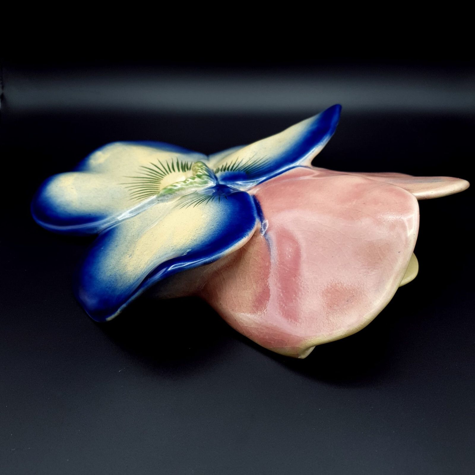 Olfaire Flower Orchid Vase Large Wall Pocket Majolica Portugal Retro Very Rare photo buy