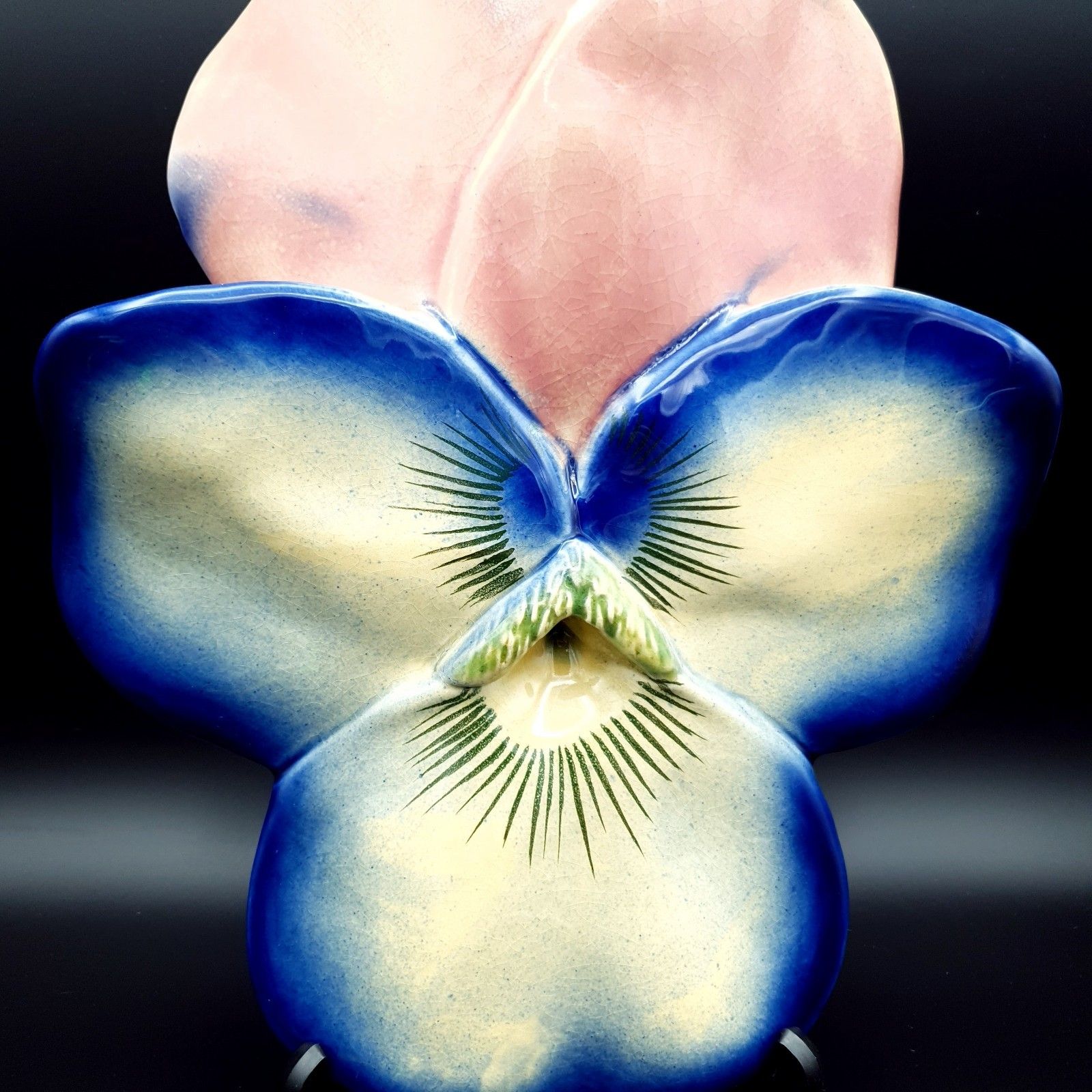 photo for sale Olfaire Flower Orchid Vase Large Wall Pocket Majolica Portugal Retro Very Rare