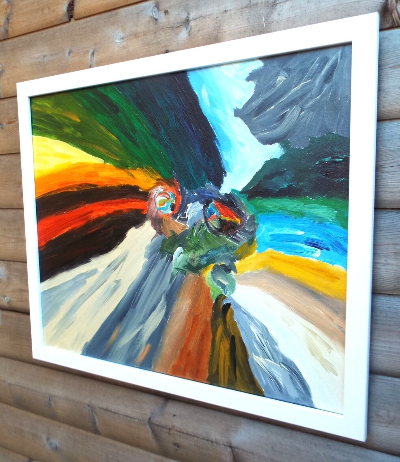 Abstract Expressionist Framed Painting Elements Might Signed Fraser J Lucas photo 259.0