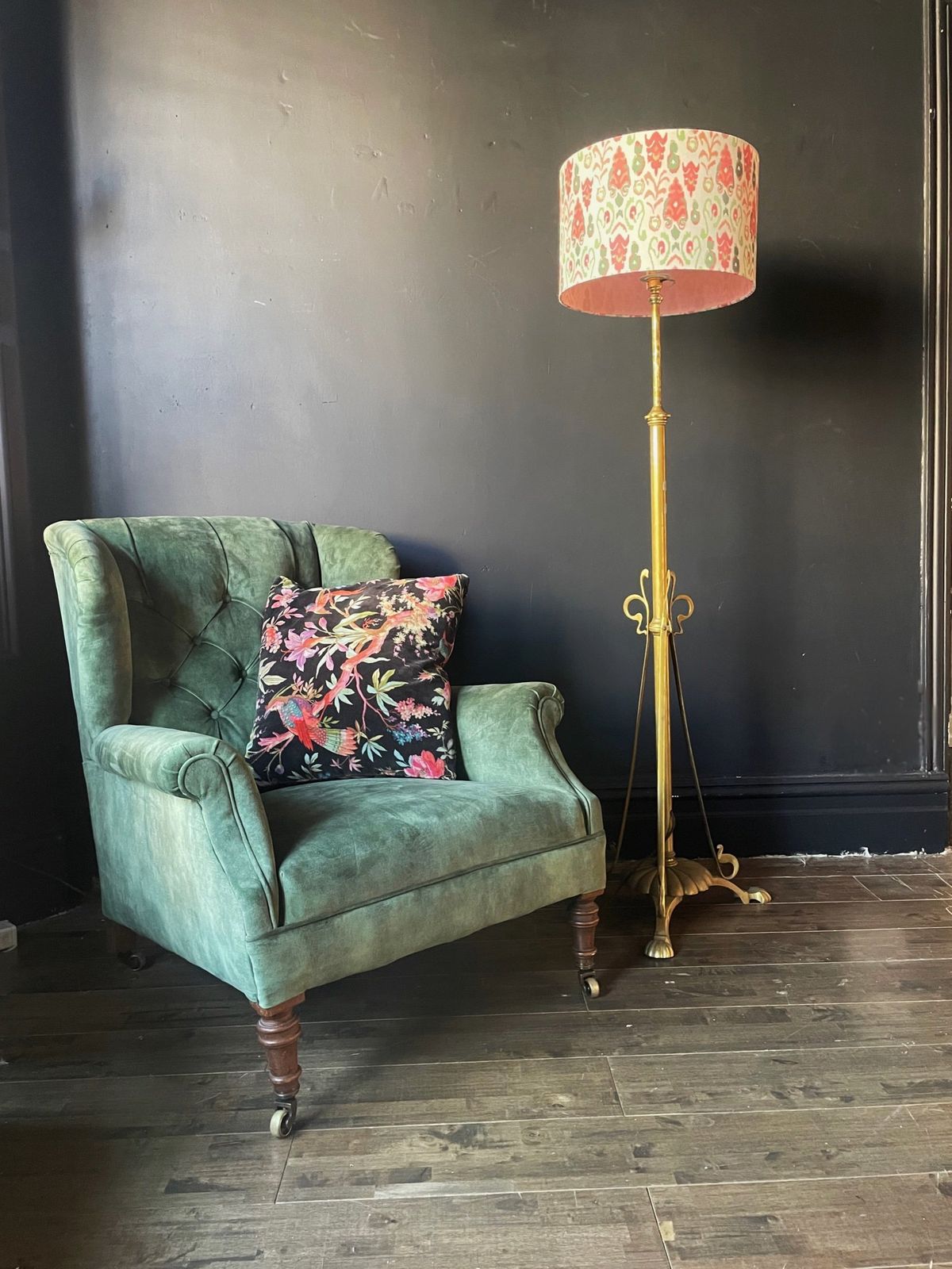 Art Nouveau Brass Floor Lamp, 1920s