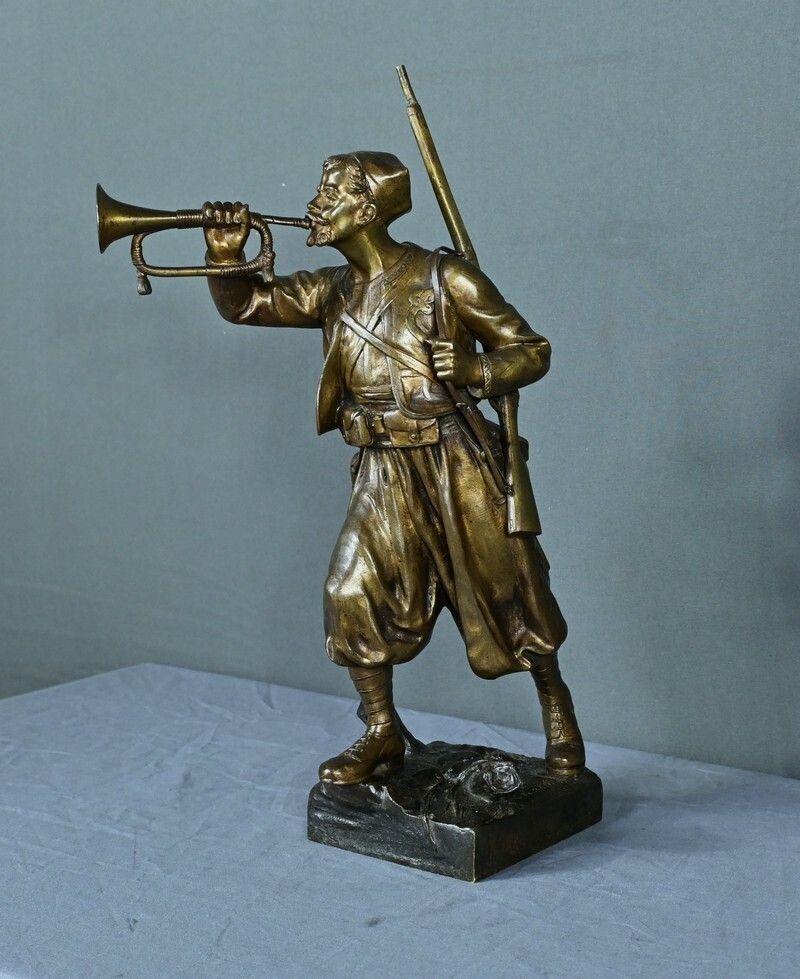 Bronze “The Zouave Trumpeter” By E. Carlier – Early 20th Century photo for sale