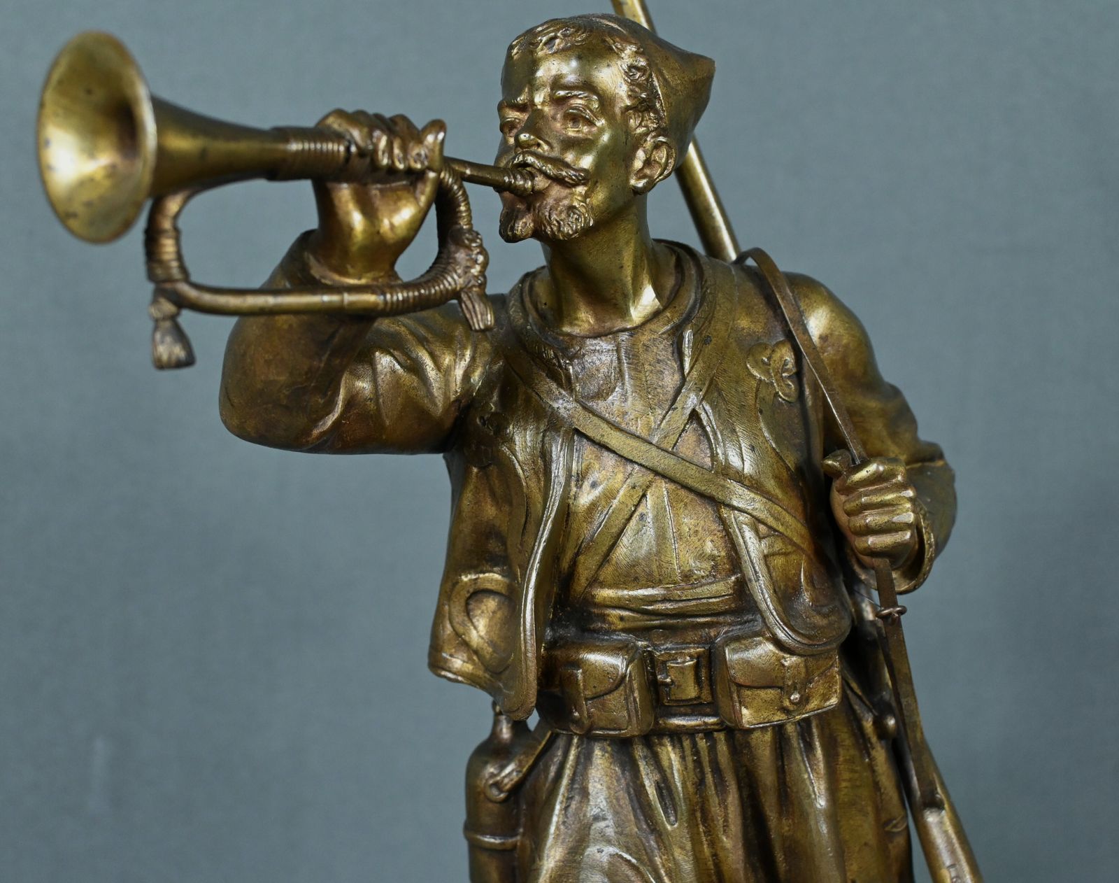 Bronze “The Zouave Trumpeter” By E. Carlier – Early 20th Century photo vinterior