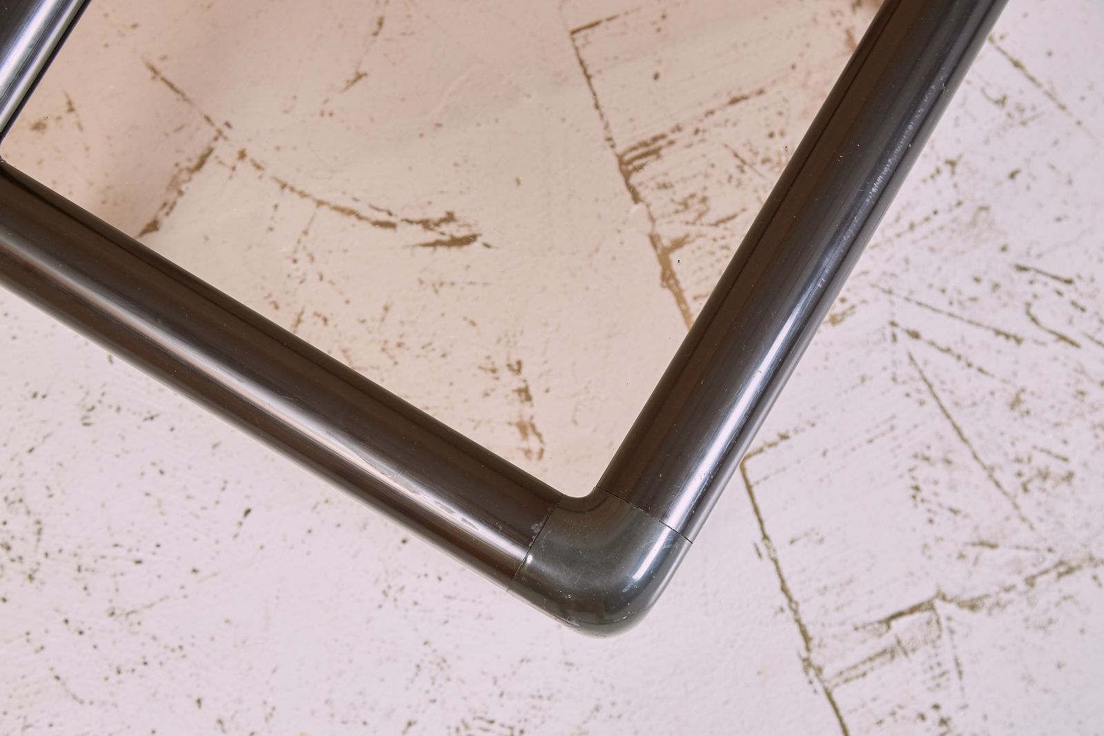 Small 1980s Black Tubular Plastic Side Table With Smoked Glass   Post Modern photo 250.0