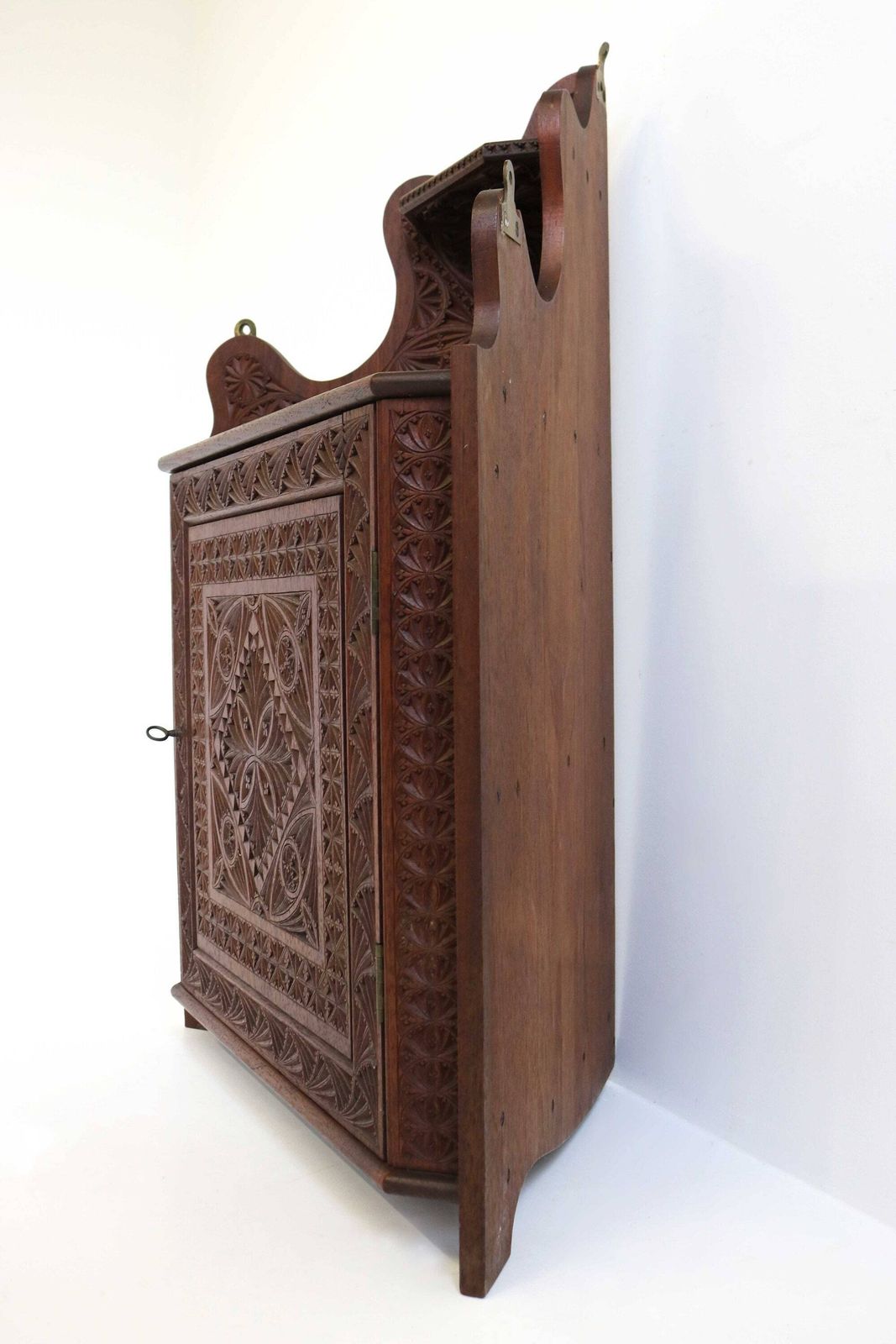 Antique Dutch Provincial Chip Carved Wood Carved Corner Cabinet Medicine Bathroom Kitchen Cabinet Small Wall Cabinet Key Cabinet 1920 photo 831.0