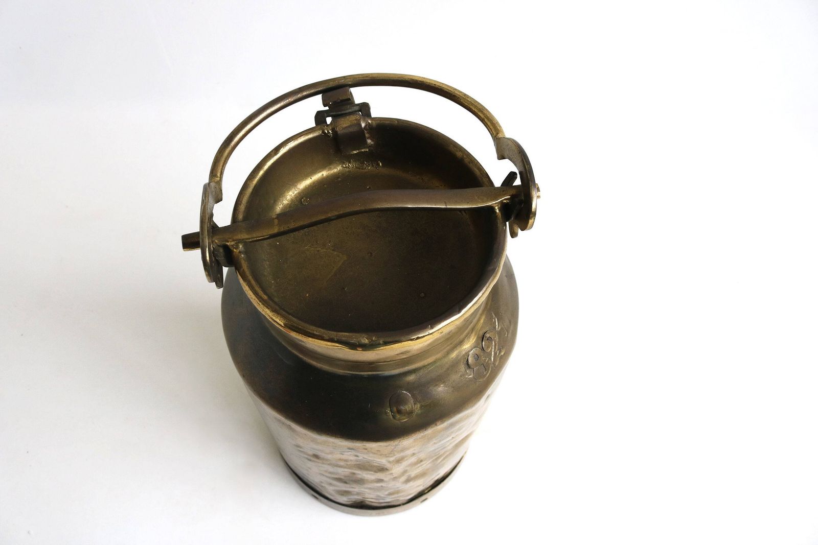 Antique Brass Milk Container Milk Can Milk Jug Milk Jar Brass Flower Stand Umbrella Stand 1900 Country Style Can Farm Rustic European Charm photo for sale